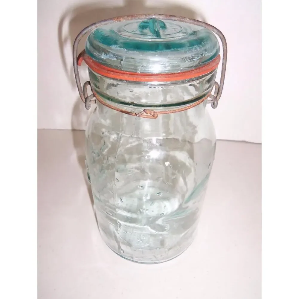 2 Atlas E-Z Seal Canning Mason Jars Blue Quart -061734